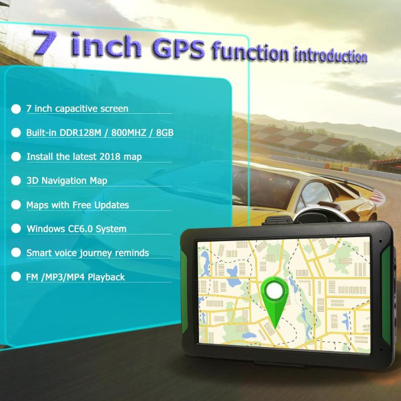 7 inch Touch Screen Car Truck GPS Navigation 128MB+8GB RAM Multi Language Rechargeable GPS Tourist Navigator With Maps