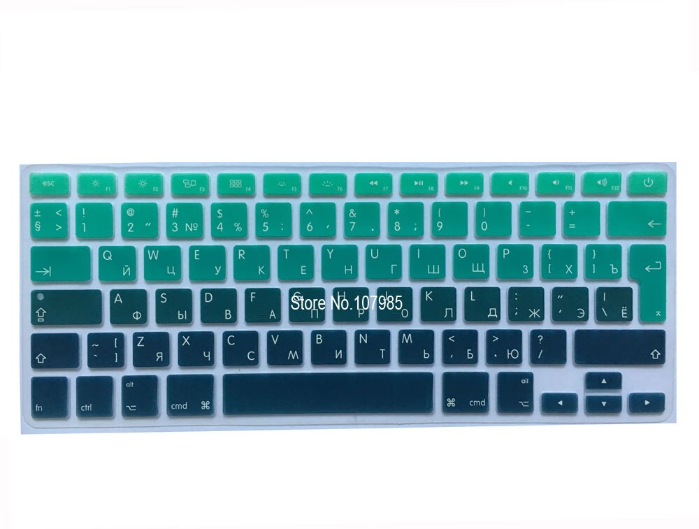 Cubierta de silicona para teclado, color negro, degradado ruso UE/RU, Protector de pegatinas para MacBook A1278 A1425 A1369 A1466 A1398 A1286: Green