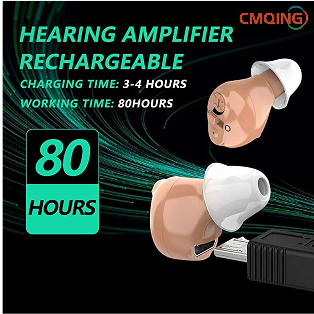 Invisible CIC Hearing Aid Rechargeable Mini Hearing Aids for the Elderly Wireless Ear Aids Hearing Loss Device