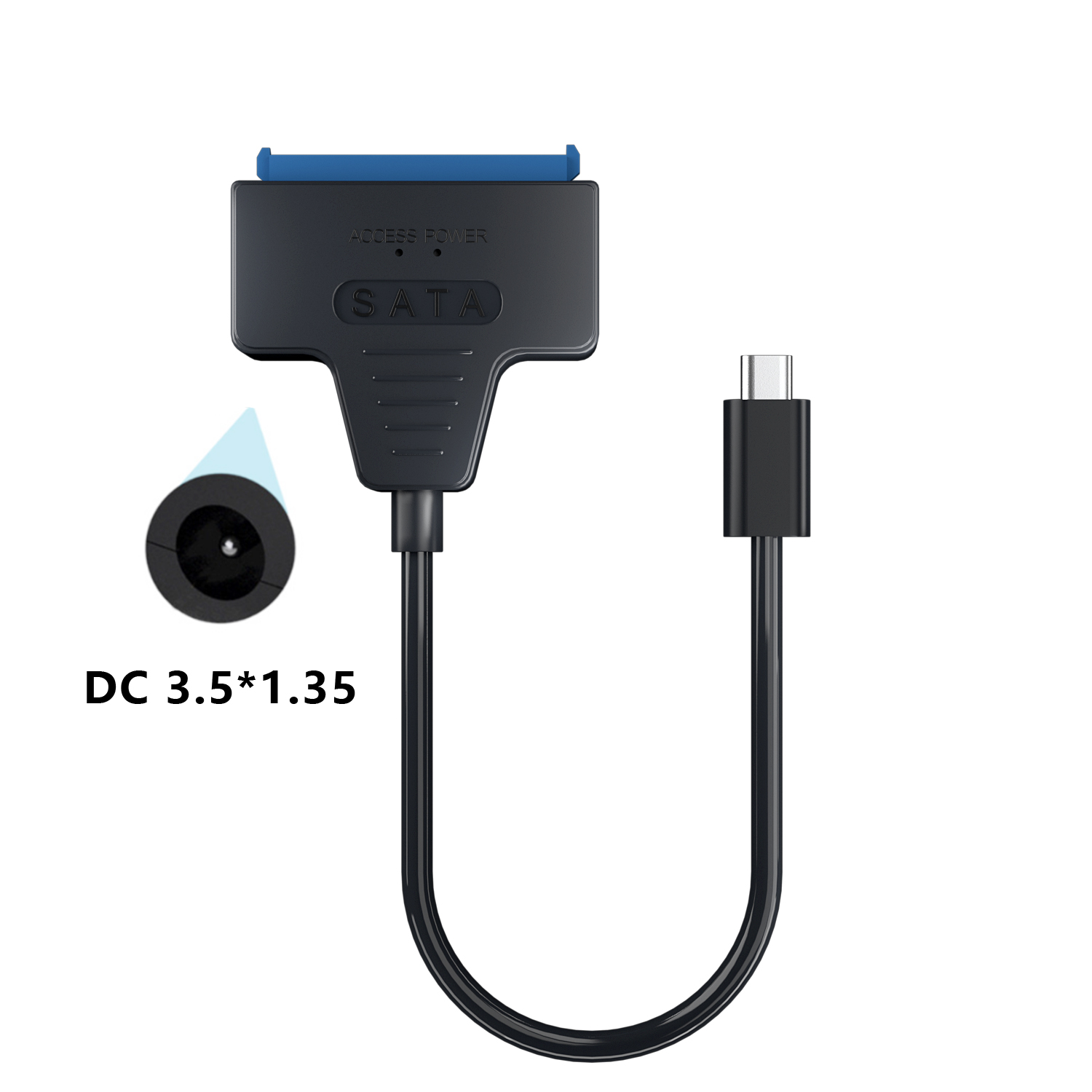 Usb 3.0 til sata/type-c-kabel usb til sata iii-driverkabel støtter 2.5- tommers 6 gbps hdd ssd-harddisk 22-- pinners adapter: Blå
