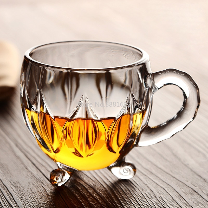 210ml kristallglas te kaffe vatten kopp transparent kopp hem mjölk blomma te juice glas koppar mugg med handtag för