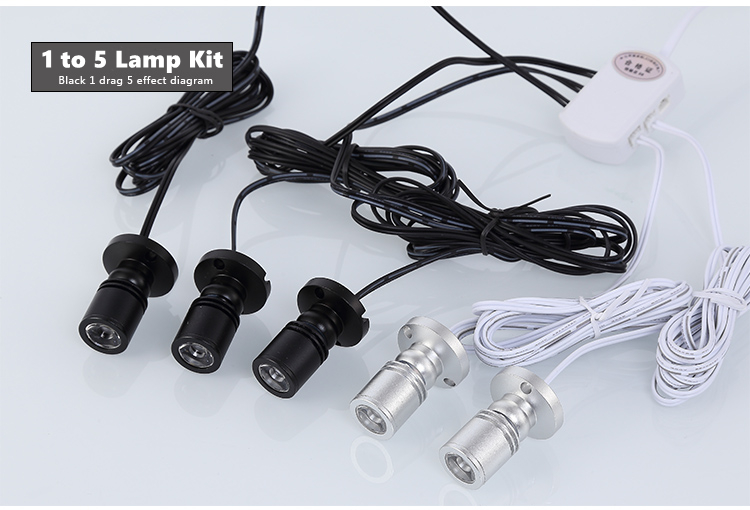 DC5V Mini LED Strahler Schmuck Vitrine Schrank Lampe 1W Dimmen Beleuchtung Bausatz Einstellbare Winkel Aluminium Stelle Licht USB Stecker: L / veränderbar / 3w