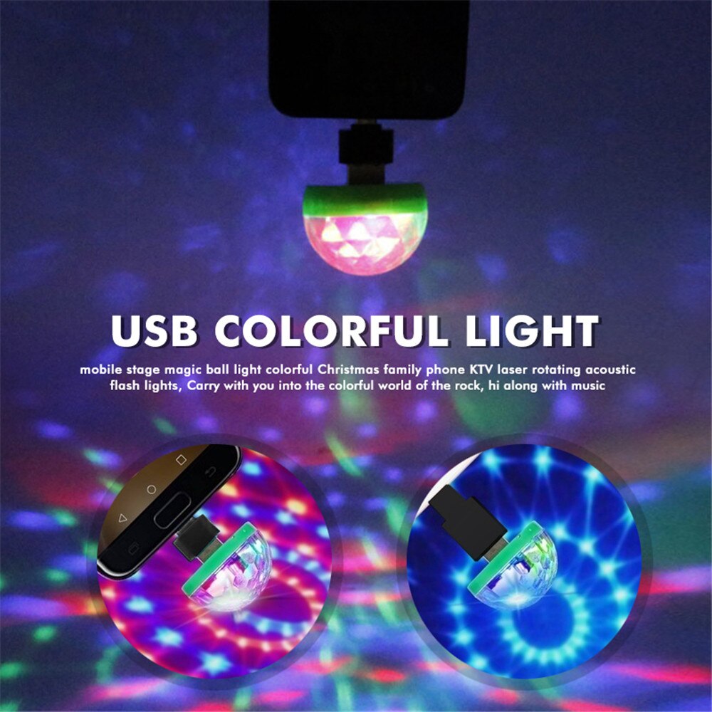 Mini usb disco dj ljus led lampa kristall magisk effekt scen boll lampor musik kontroll mobiltelefon usb ljus för hem år