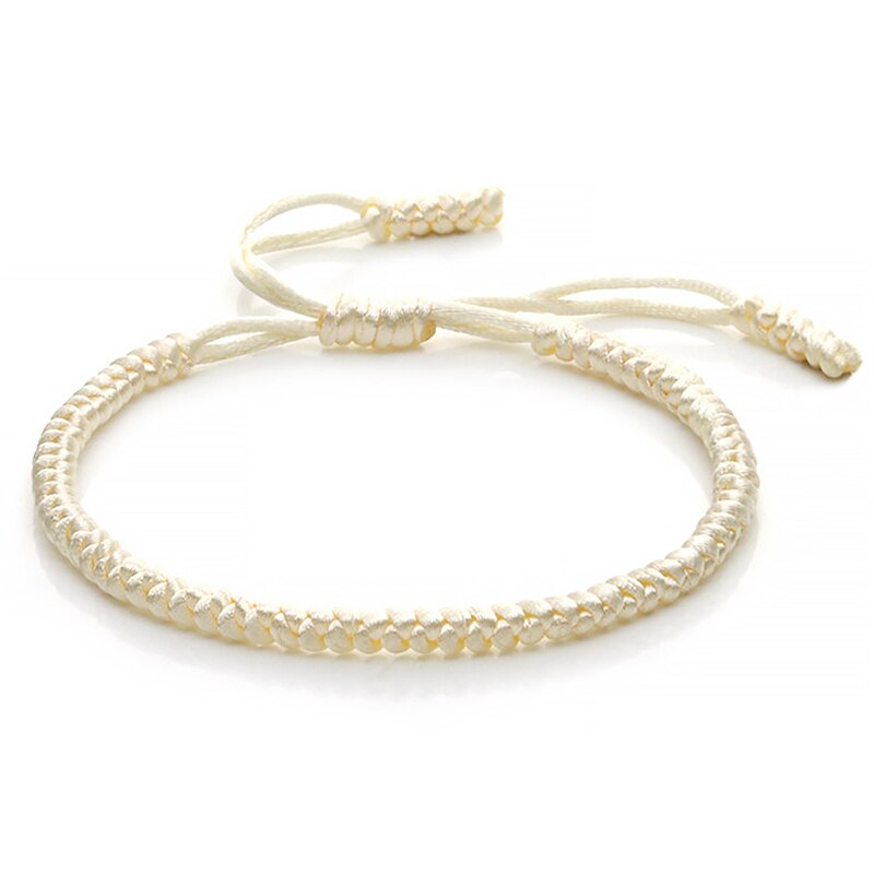 Original breloque faite à la main Bracelets pour femme hommes chanceux tibétain bouddhiste tressé noeuds corde Bracelets et Bracelets bijoux de: white