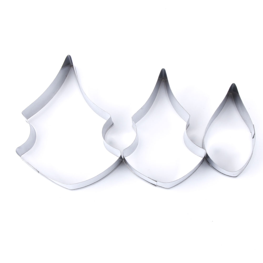 3 Stks/set Rvs Poinsettia Bloem Cookie Set Cutter 3D Fondant Sugarcraft Biscuit Bakvorm Taart Decoreren Gereedschappen