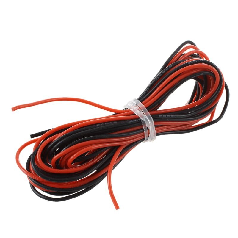 2x 24 Gauge AWG Silicone Rubber Wire Cable Red Black Flexible: Default Title