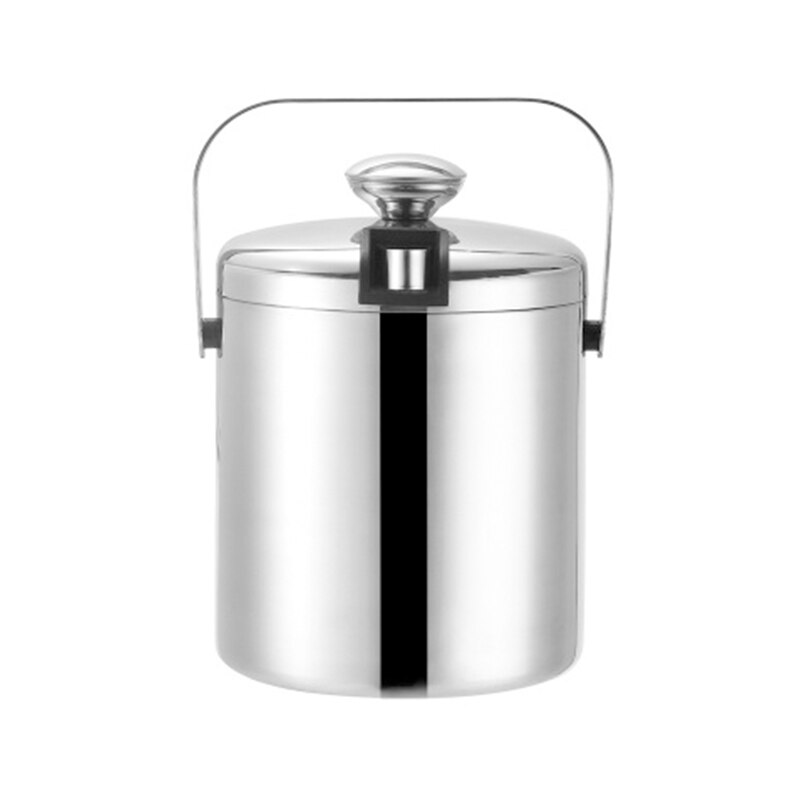 1.3L Stainless Steel Ice Cube Container Double Walled Ice Bucket Container with Tongs Lid: Default Title