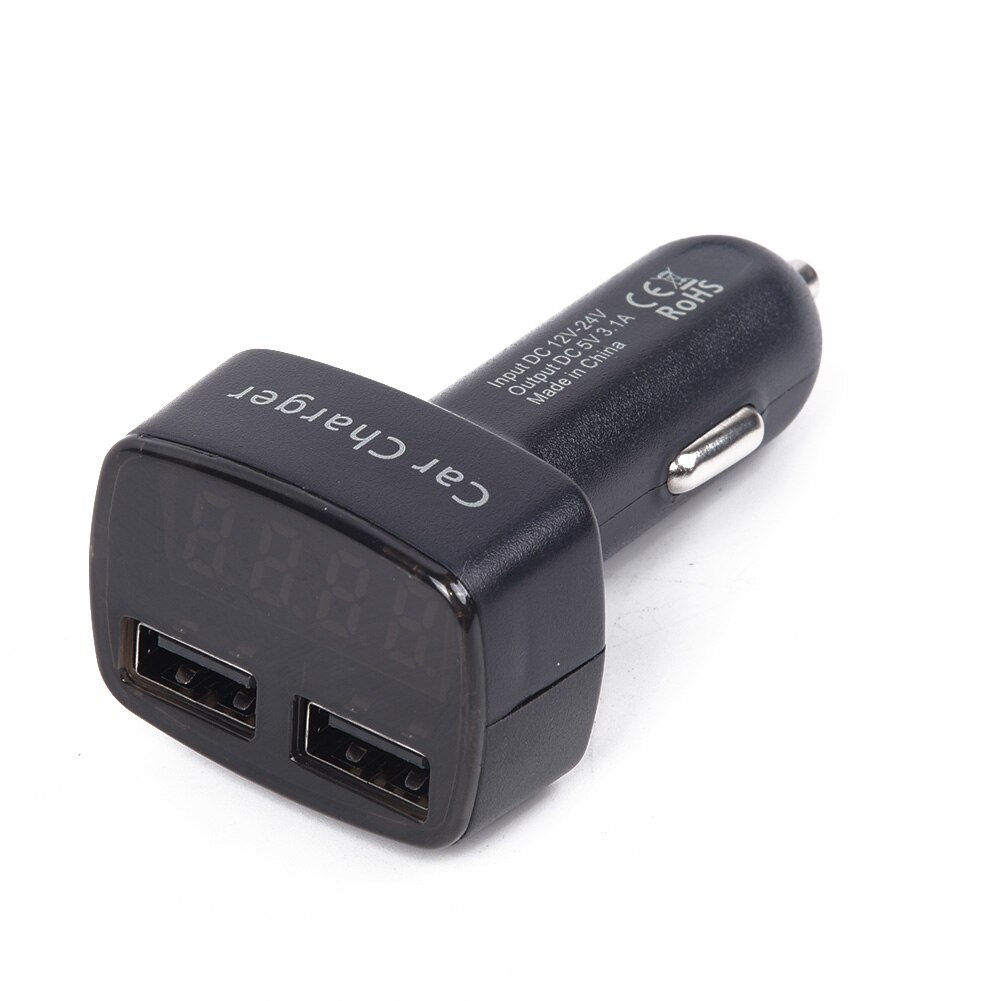 Tablets Auto Volt Amp Meter 2-USB Charging Car Charger LED Display