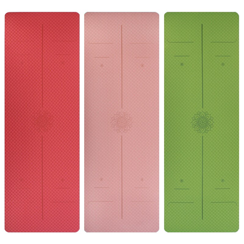 6mm tpe-yogamatten-pads mit positionierungslinien, rutschfeste teppichmatten für fitness, pilates, gymnastik, yoga und andere sportarten