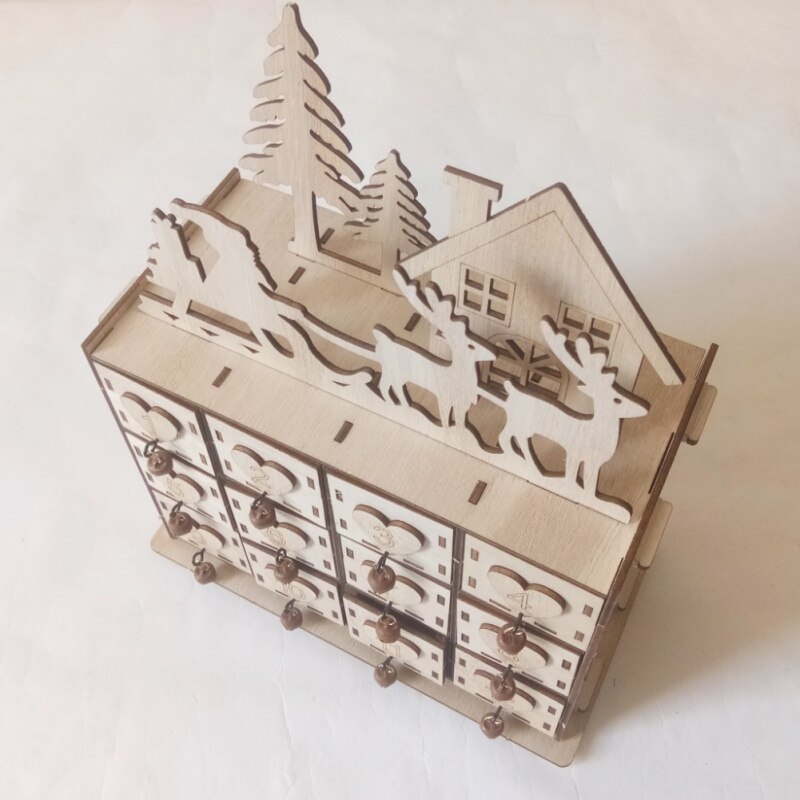 Christmas DIY Wooden Advent Calendars Santa Claus Calendar Hotel Lobby Family Pendant with Small Drawers Christmas Decorations