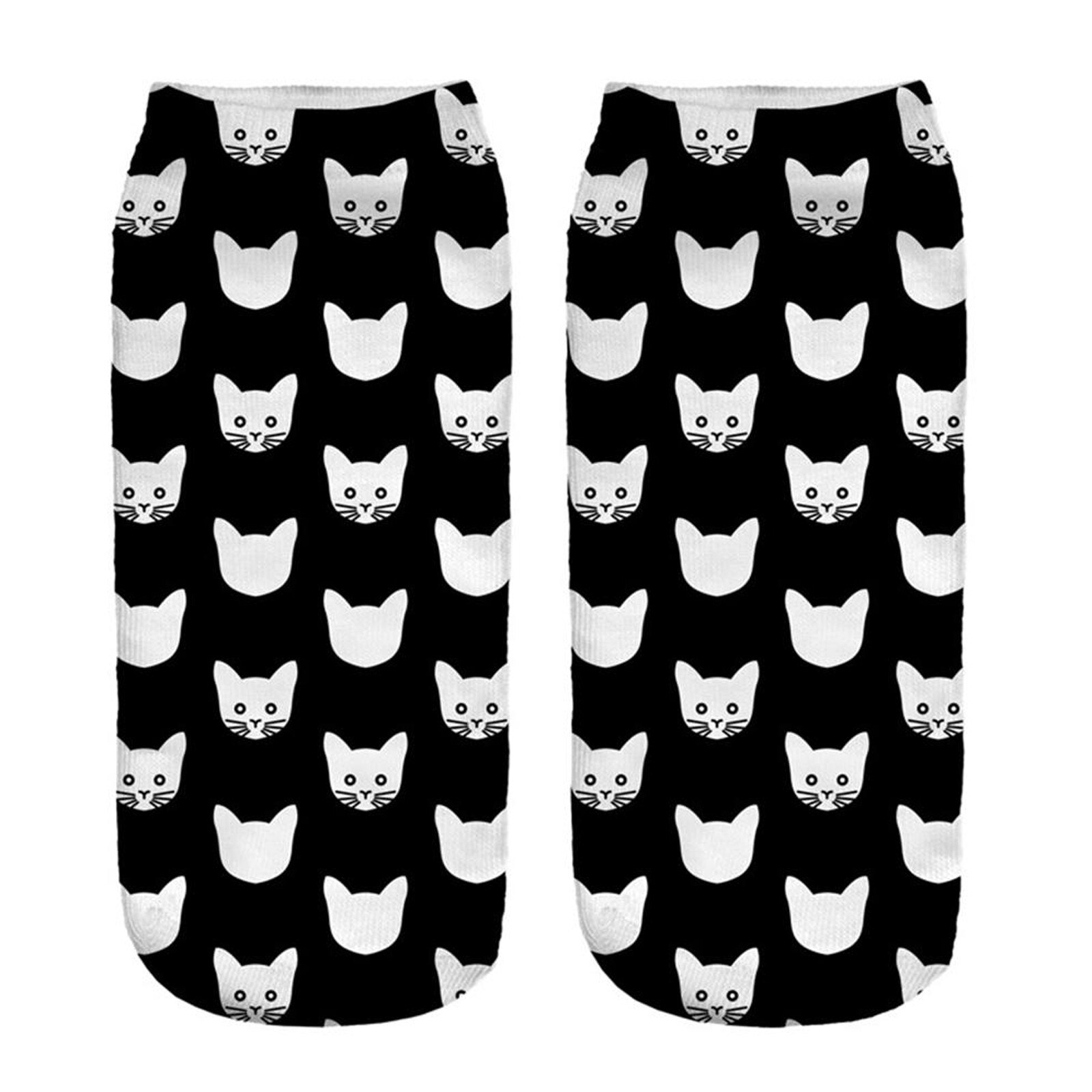 Vrouwen Funny Animal Casual Werk Business Sokken 3D Leuke Kat Gedrukt Medium Sokjes Unisex Sokken Mode Polyester Sokken: WH