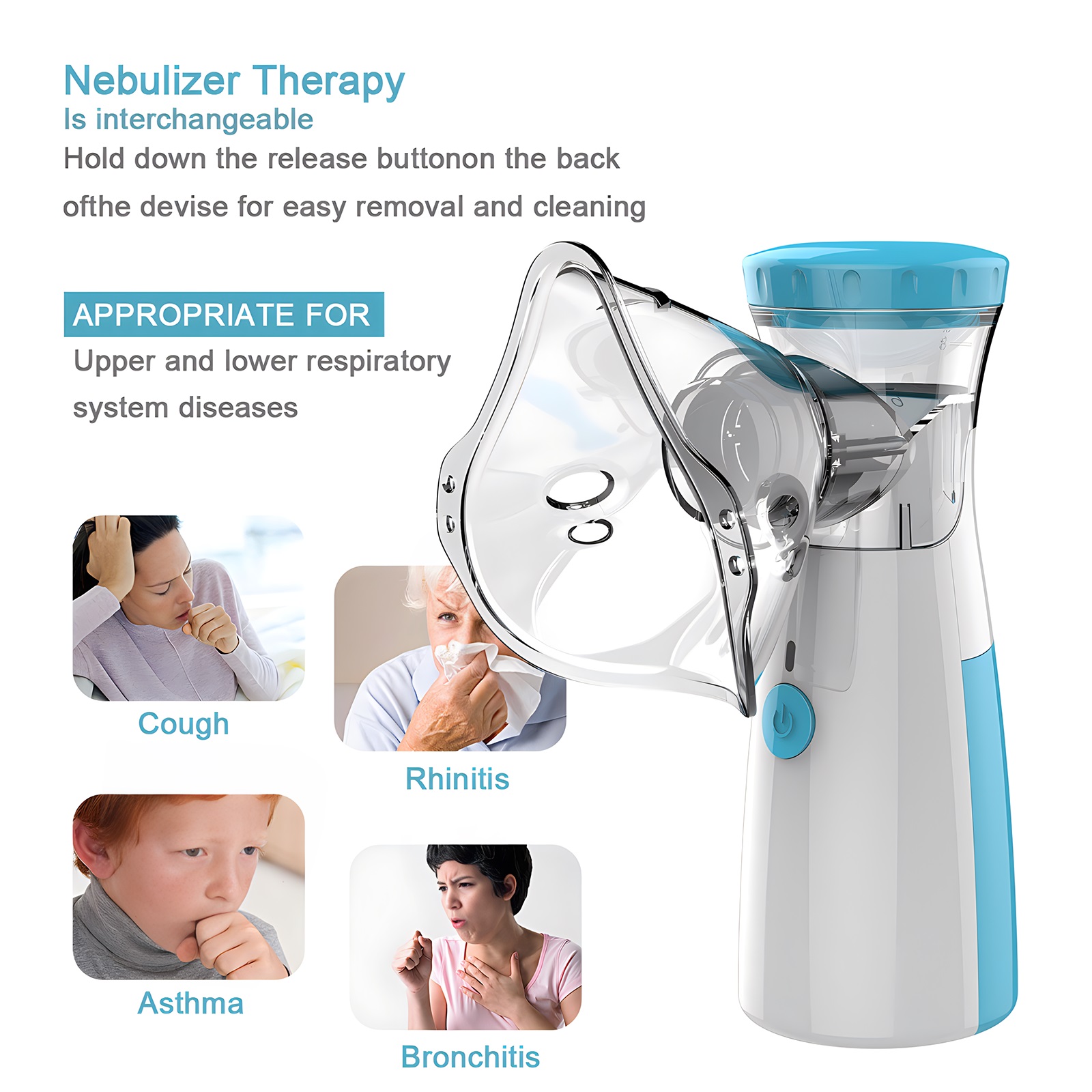 Nebulizador portátil para el cuidado de la salud, inhalador silencioso para aliviar la rinitis, Humidificador doméstico para adultos, atomizador de malla de mano