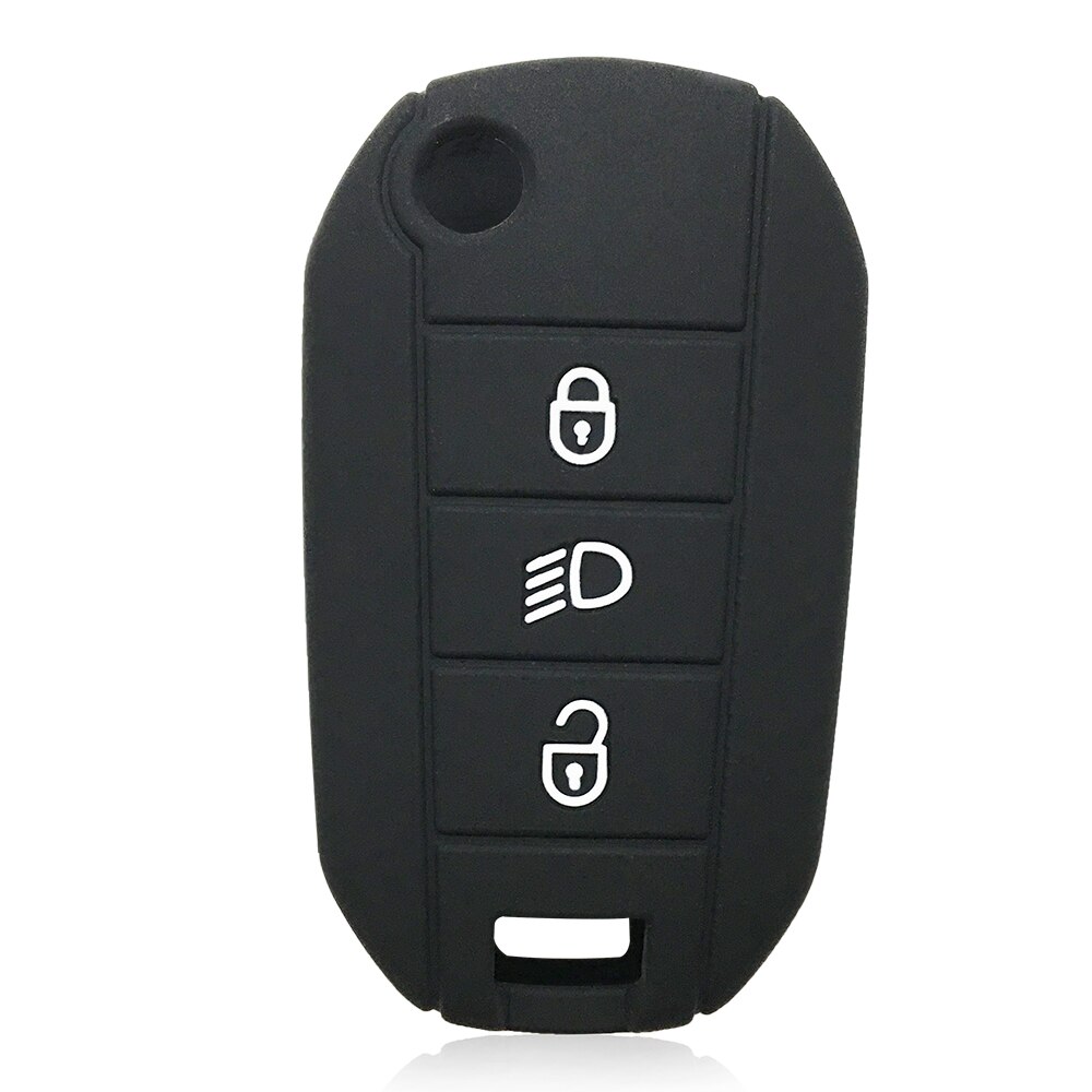 Nøgleetui til citroen  c3 c4 cactus  c5 x7 berlingo  c8 til peugeot 5008 207 208 3008 307 308 508 407 silikone nøgleholder nøglering: Type b sort