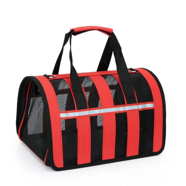 Dog Soft-sided Travel Carrier Portable Pet Dog Cat Airline Bags Mesh Window Travelling Carrying Bag for Small Medium Dog S M L: XS / Red