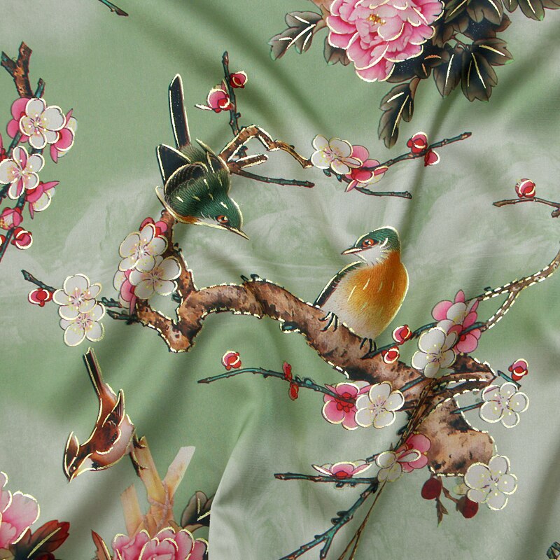 Blomst træ fugl delikat høj kvalitet behagelig blød efterligning silke imitation sky garn klud tøj diy stof kunst stoffer: 2