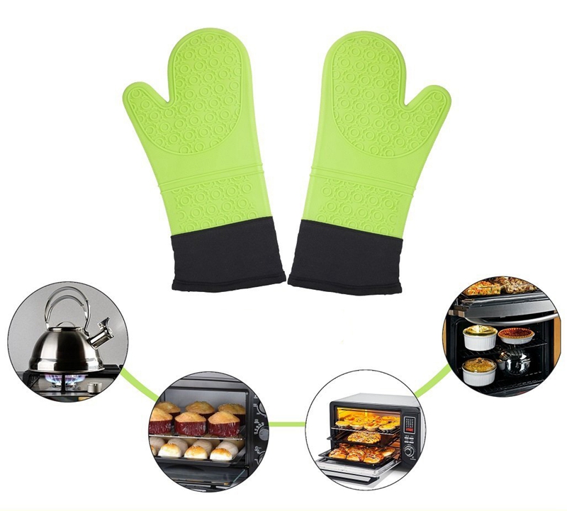 Guantes de silicona de longitud larga para horno, Manoplas de algodón resistentes al calor para horno, utensilios de cocina para microondas, 1 unidad