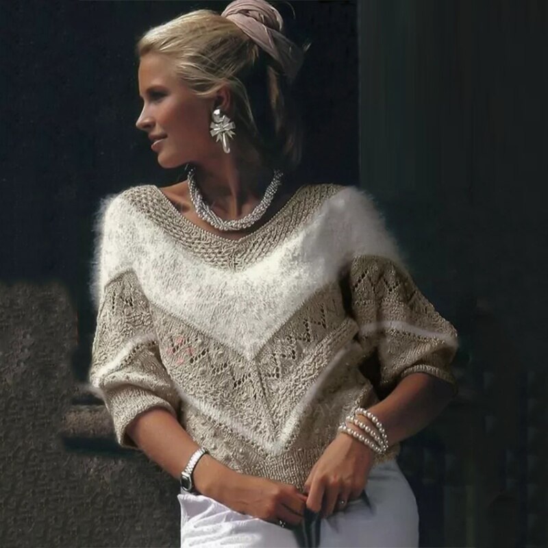 Rosa randiga plyschtröjor dam höst vinterkläder tjocka oversized tröjor jumprar stickade tröjor dam: Xs / Xxxl