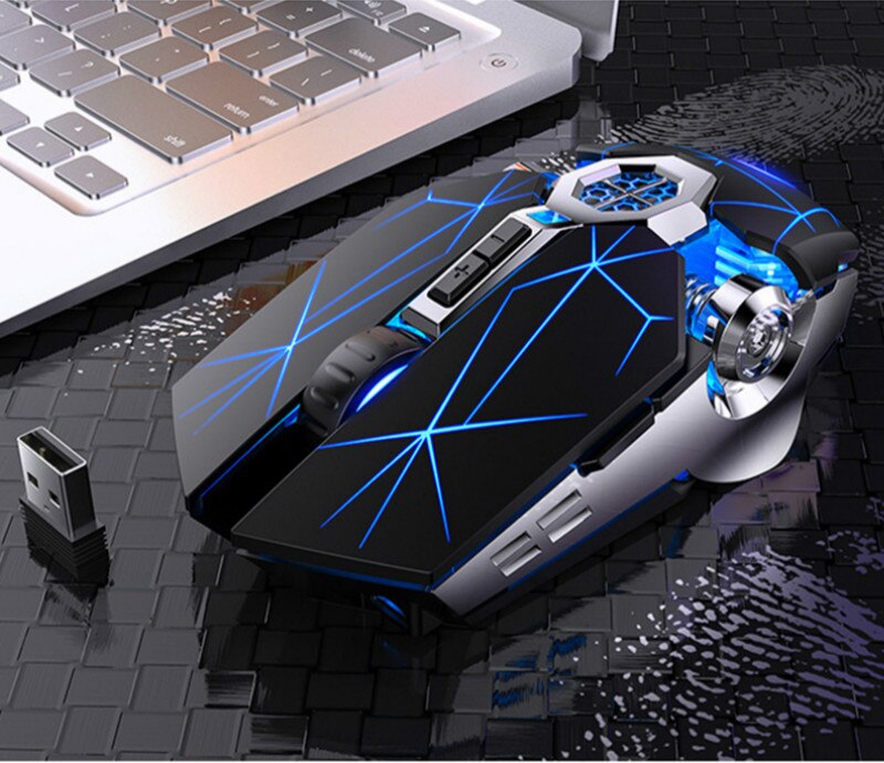 Gaming Mouse Rechargeable Wireless Silent Mouse LED Backlit 2.4G USB Optical Ergonomic Gaming Optical Mouse For PC Laptop: Black