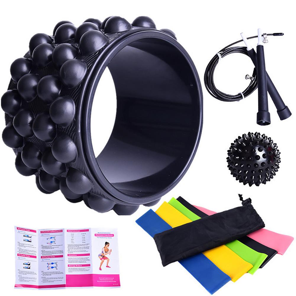 10Pcs Yoga Wiel Set Latex Elastische Backbend Ring 5 Mini Training Riemen 3M Staaldraad Springtouw Voor pilates Yoga Benodigdheden: Black