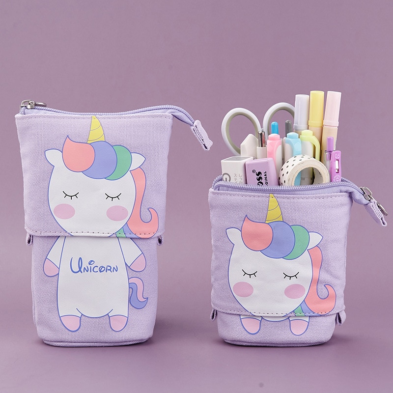 Eenhoorn Stand Up Potlood Houder Etui Pen Box Briefpapier Pouch Tas Schoolbenodigdheden Korea Briefpapier Pen Zak Student Organiz