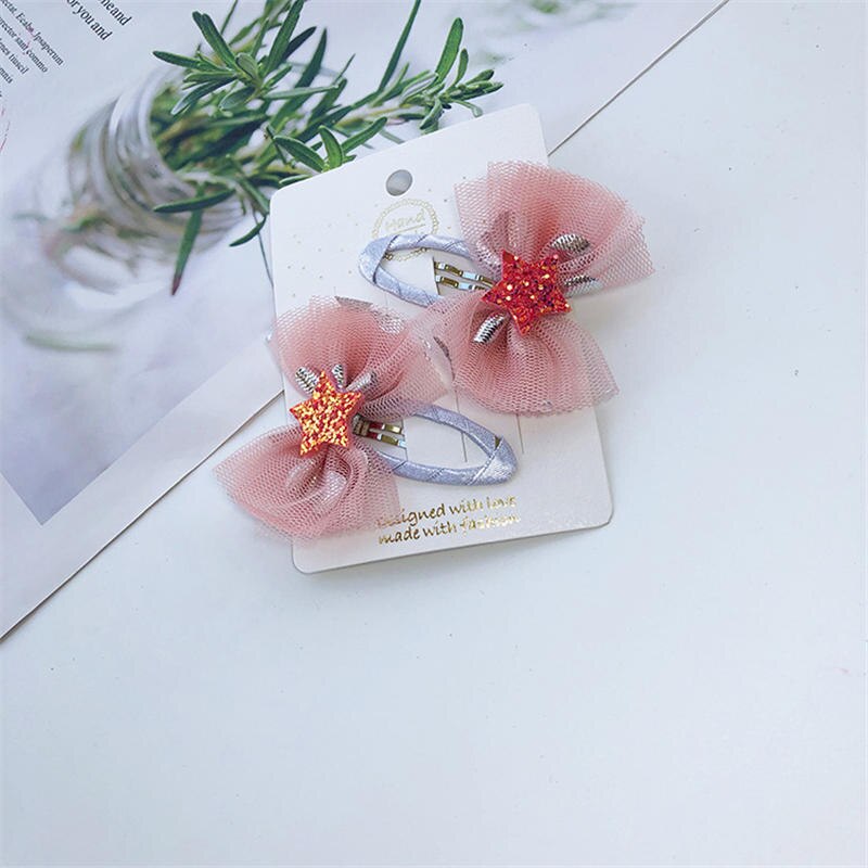 Balleenshiny Kids Hair Clips Cute Bow Hair Pins BB Clip For Girls Kids Handmade Boutique Mini Hairpin Hair Accessories Headwear