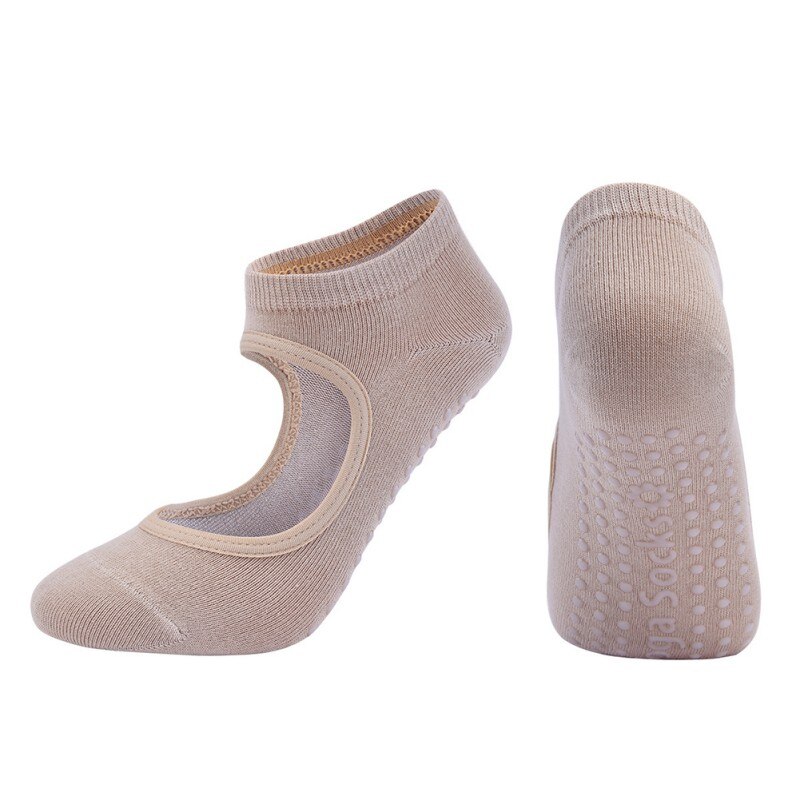 Yoga sokker åndbare pilates ballet sokker ankel bandage bomuld skridsikker sports danse sokker hjemmesko med greb: 04
