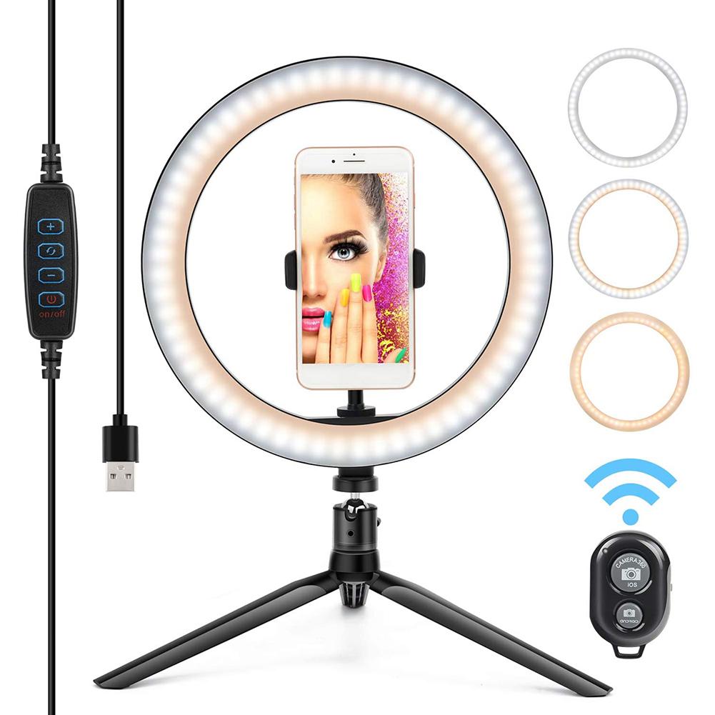 26Cm Dimbare Led Ring Licht Invullen Bluetooth Selfie Make Lamp Met Statief