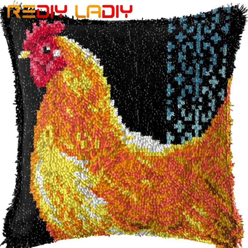 Latch Hook Cushion Kits White Puppy Printed Canvas Acrylic Yarn Crochet Pillow Case Sofa Cushion Cover Bed Pillow Hobby &amp; Crafts: BZ956