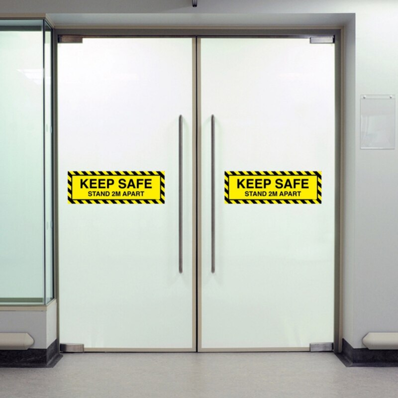 5pcs Warning Reminder Sticker Safety Sign Elevator Office Keep Distance Door Sticker Sign PVC Sticker
