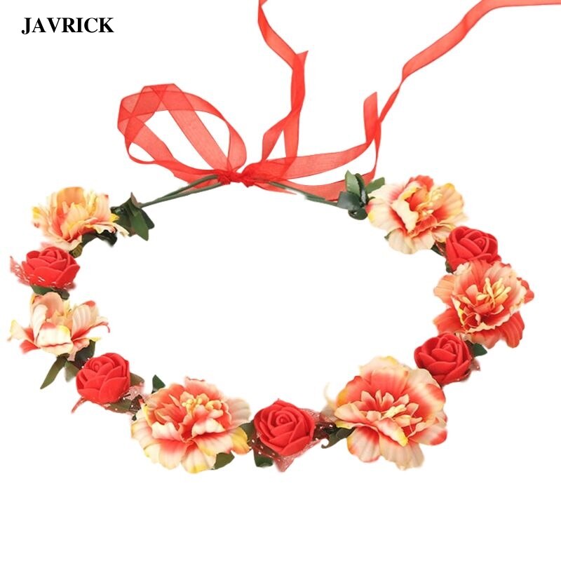 6 Kleuren Adult Kids Onregelmatige Faux Rose Bloem Hoofdband Bloem Meisjes Bridal Wedding Gradiënt Gekleurde Krans Kroon Mesh Hoofddeksel: 2