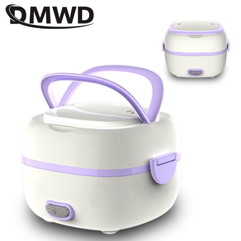 DMWD Electric rice cooker mini lunch box portable meal heating steamer Thermostat Food Warmer Container Stainless Steel liner US
