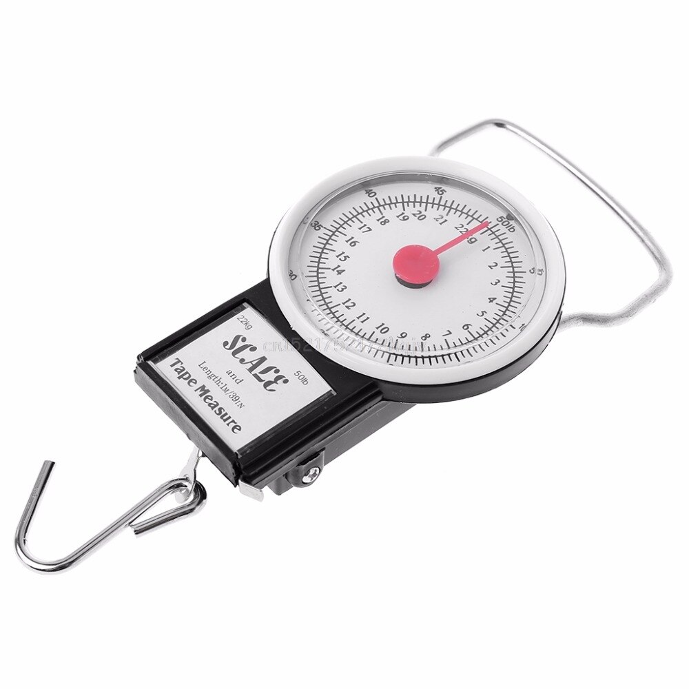 22kg/50lb Portable Hanging Scale Balance Fish Hook Weighing Balance Kitchen With Measuring Tape Measure Fishing Scales My02 19