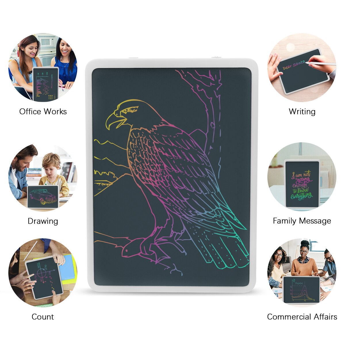 Enotepad LCD Writing Tablet - 9-inch Portable Digital Doodle Board - Multi-color Screen Handwriting Pad