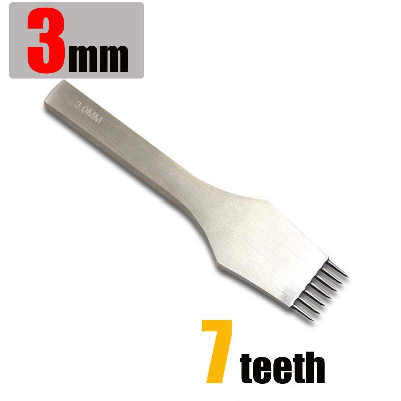 umierać-stali nierdzewnej skórzany punktak pneumatyczny okrągły otwór rękodzieło skóra dłuta kłucia żelaza szwy narzędzia robić skóry 3/4/5mm rozstaw: 3mm 7 teeth