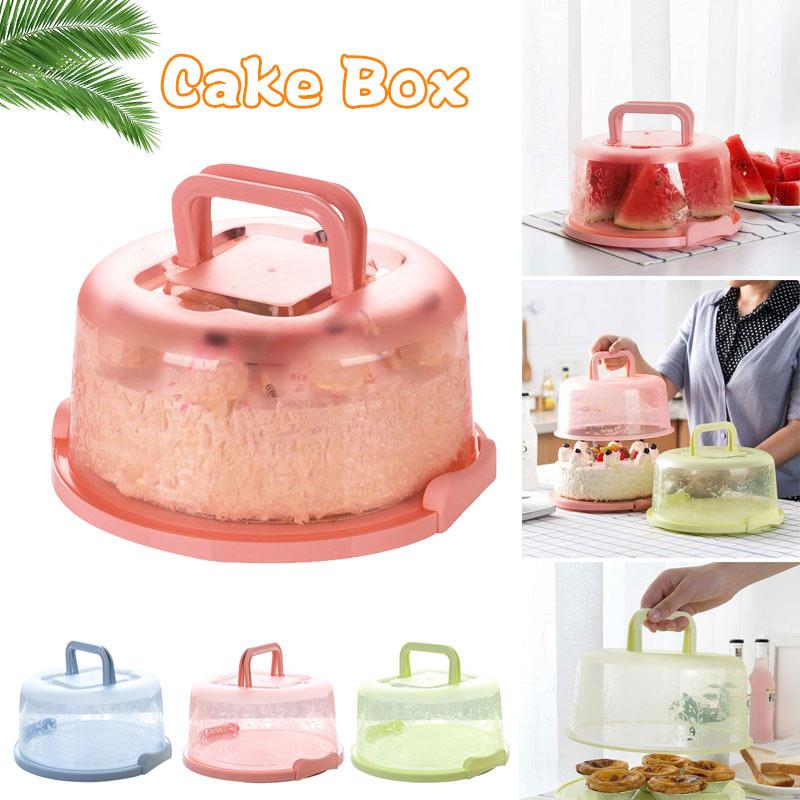 6-8 Inch Round Plastic Cupcake Container Portable Dessert Pie Cake Box Handheld Birthday Bar Wedding Cakes Storage Box Reusable