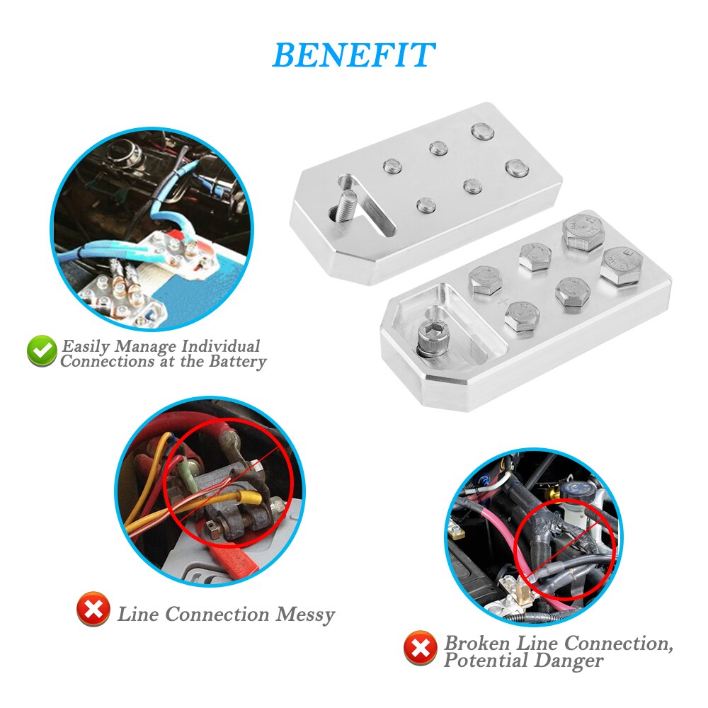 Flat Battery Terminals Kit Screws Bolts Aluminum for XS Power M6 M8 STANDAR Battery Positive Negative Car Replacement Part