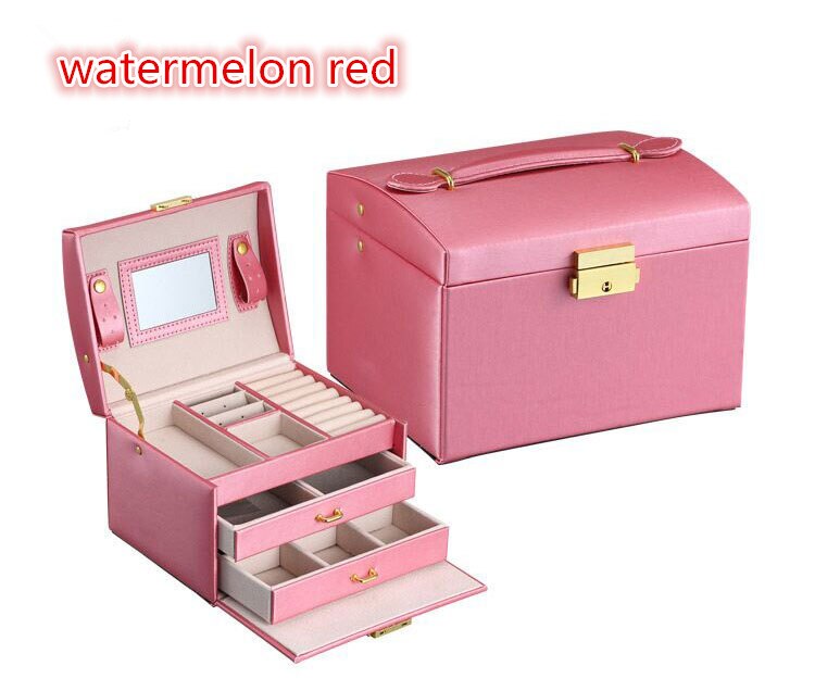 Princess-style Jewelry Box Leather Jewelry Box Cosmetic Box Jewel Case Upscale Jewelry Organizer Birthday Wedding: red