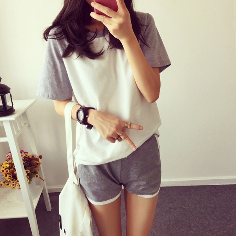 Kvinners bomull pyjamas topper shorts sett sommer løs kortermet pyjamas shorts søt pyjamas dress