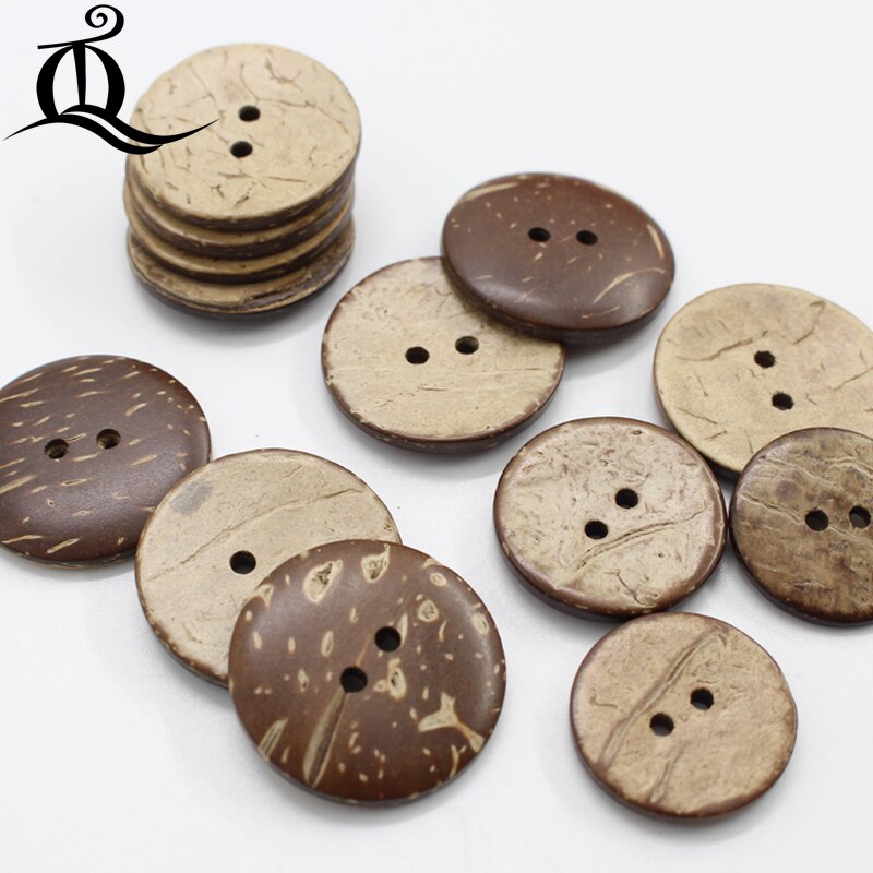 high quantity 50pcs 10mm-25mm 2-Holes DIY round Coconut shell Buttons Wood Button for Clothing scrapbooking sewing accessories