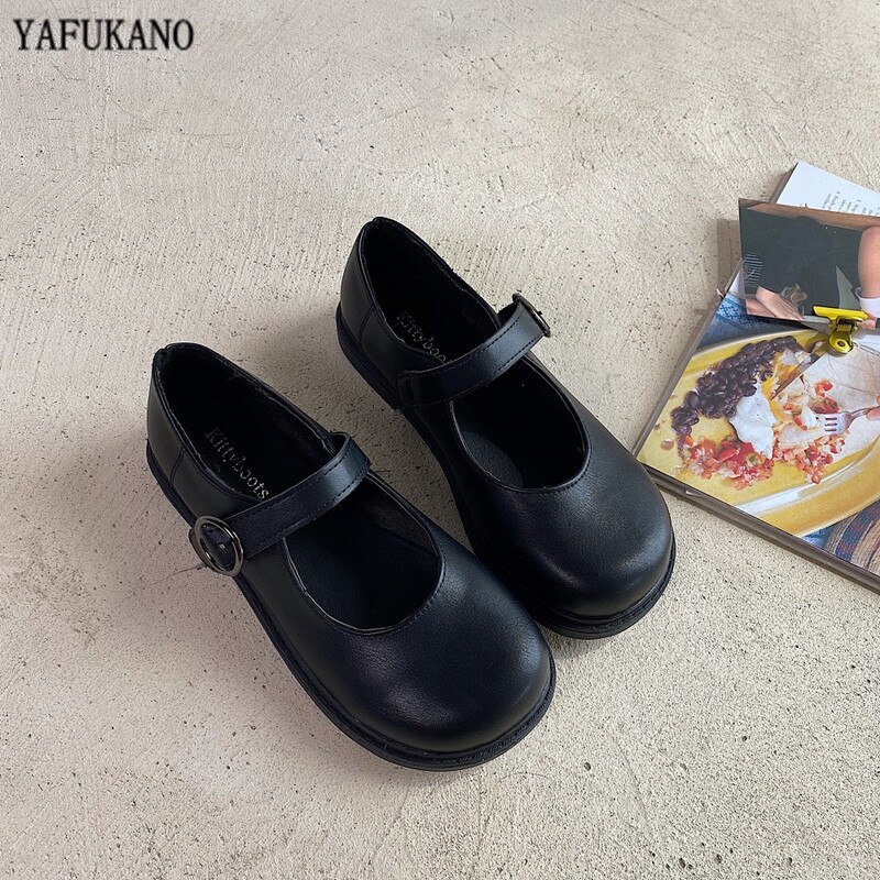Lolita uniforme grande tête chaussures doux soeur JK petit cuir chaussures Style japonais mignon étudiant chaussures Mary Jane poupée chaussures: Black / 37