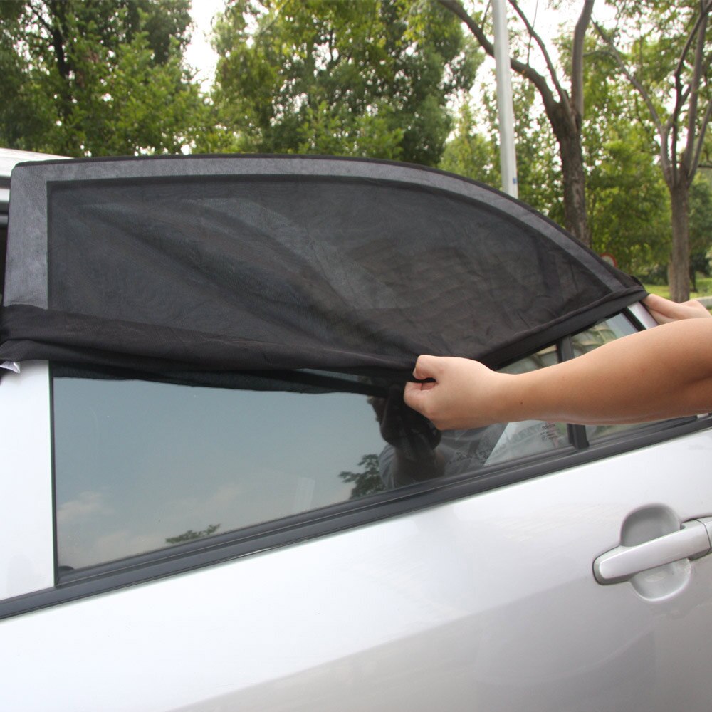2 STKS Universele Verstelbare Auto Zon Shades Uv-bescherming Window Shield Mesh Cover Auto Zonneklep venster folie Zonneschermen L 113*51 cm