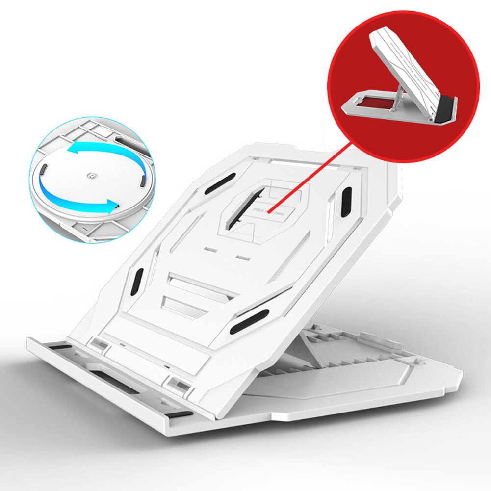 Adjustable Laptop Stand Computer Desk Tablet Notebook Holder Bracket Standing Desk Accessories DU55: White Turntable