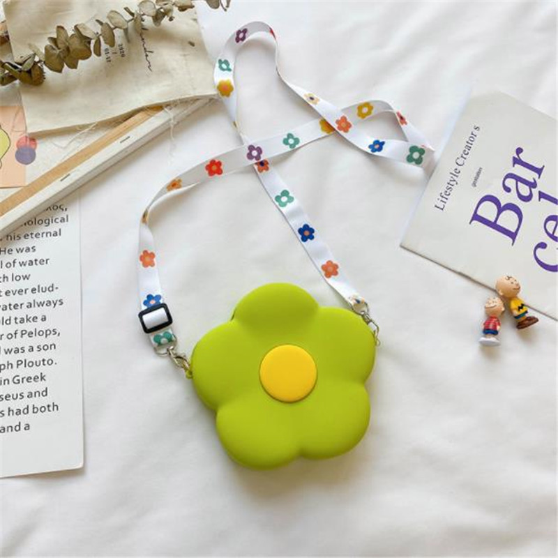 1Pcs Silicone Leuke Bloem Kinderen Tassen Portemonnee Prinses Zak Voor Baby Gril Party Beach Zomer: L green