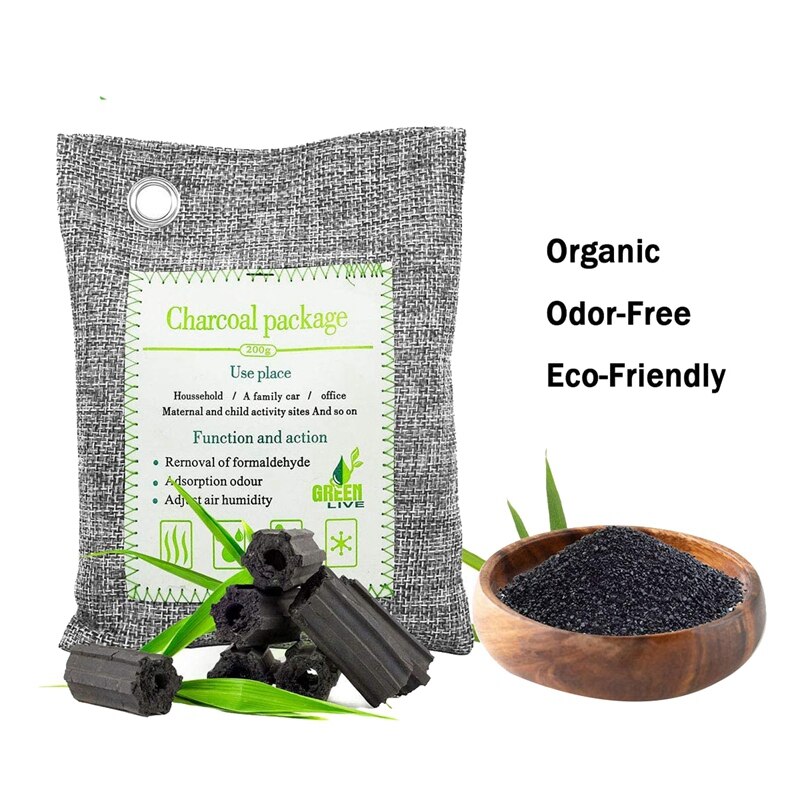 Aktywowany bambusowy węgiel drzewny torby 6 paczek (1200G) naturalne przyjazne dla środowiska dla domu, samochodu, szafy, obuwia.