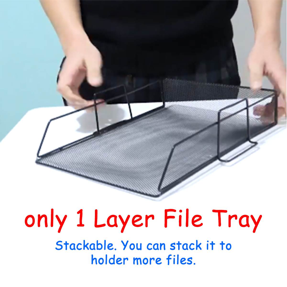 Stackable Iron Mesh A4 Paper Organizer Document File Storage Basket Holder Desktop Office Book Magazine Newspaper Storage Tray