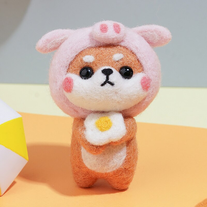 DIY Needle Felting Kit Needle Crafts Wool Felting Animals Kit DIY Handmade Non Finished Dog Handcraft with Needle Tool