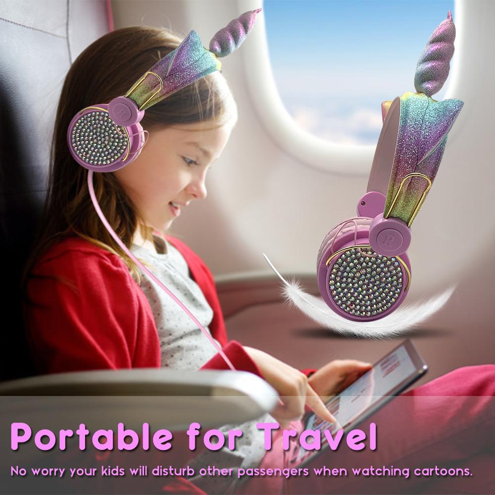 Jinserta søde enhjørninger kablede hovedtelefoner piger datter musik stereo øretelefon computer mobiltelefon gamer headset børn