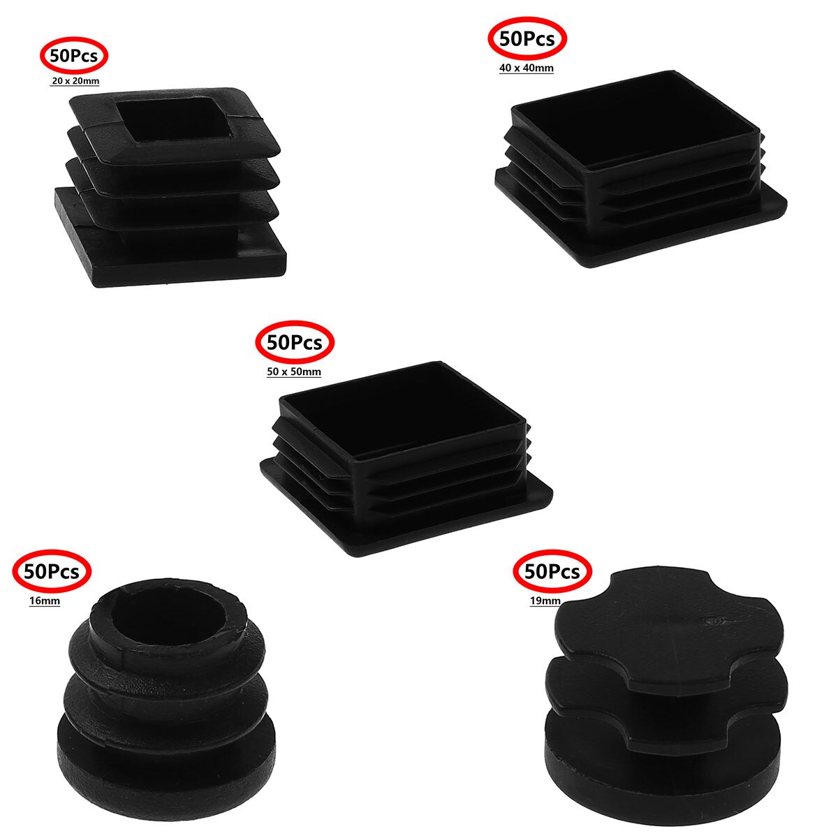 50 tafelstoelpootbeschermers, antislip plastic meubelbekers, plastic meubelpoten, eindkappen, anti-kras hardwarepads