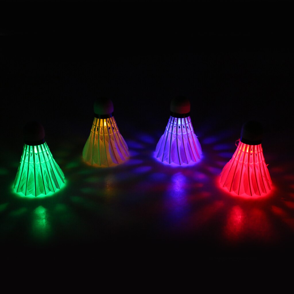 4 Mix Kleur Led Badminton Shuttle Night Glow Birdies - Pack Van 4