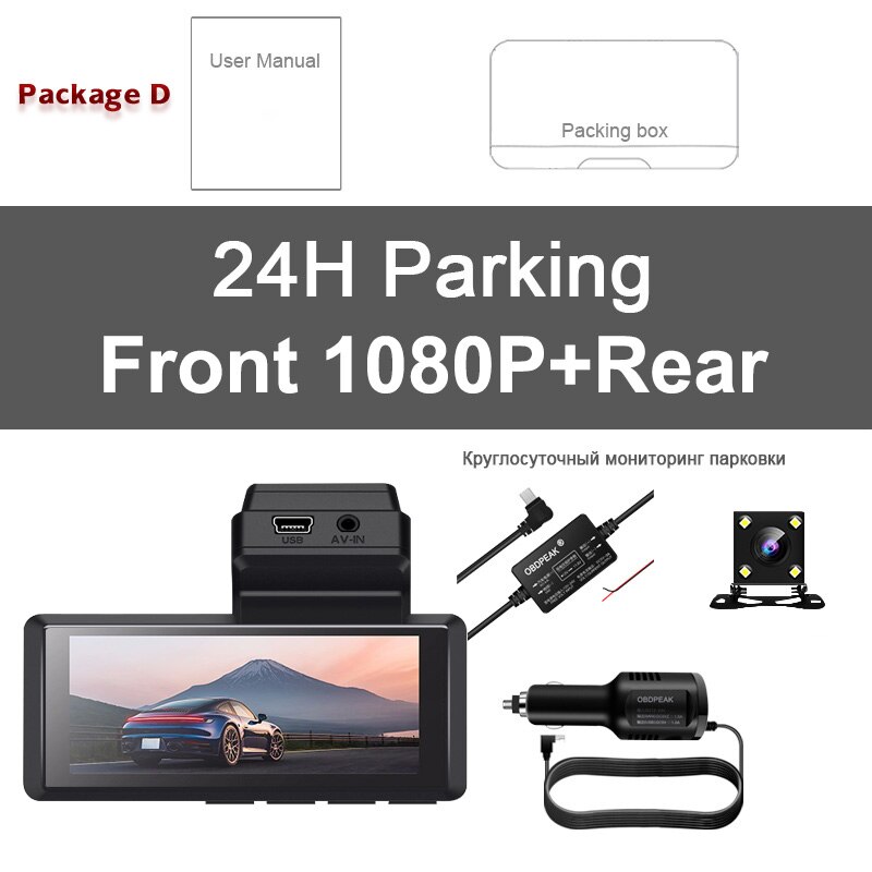 Mini Smart DVR Dash Camera Car Dvr FHD 1080P WDR G-Sensor Night Vision Large Wide Angle Video Recorder Dashcam Front and Rear: Dual Lens-24H Park / NO Card